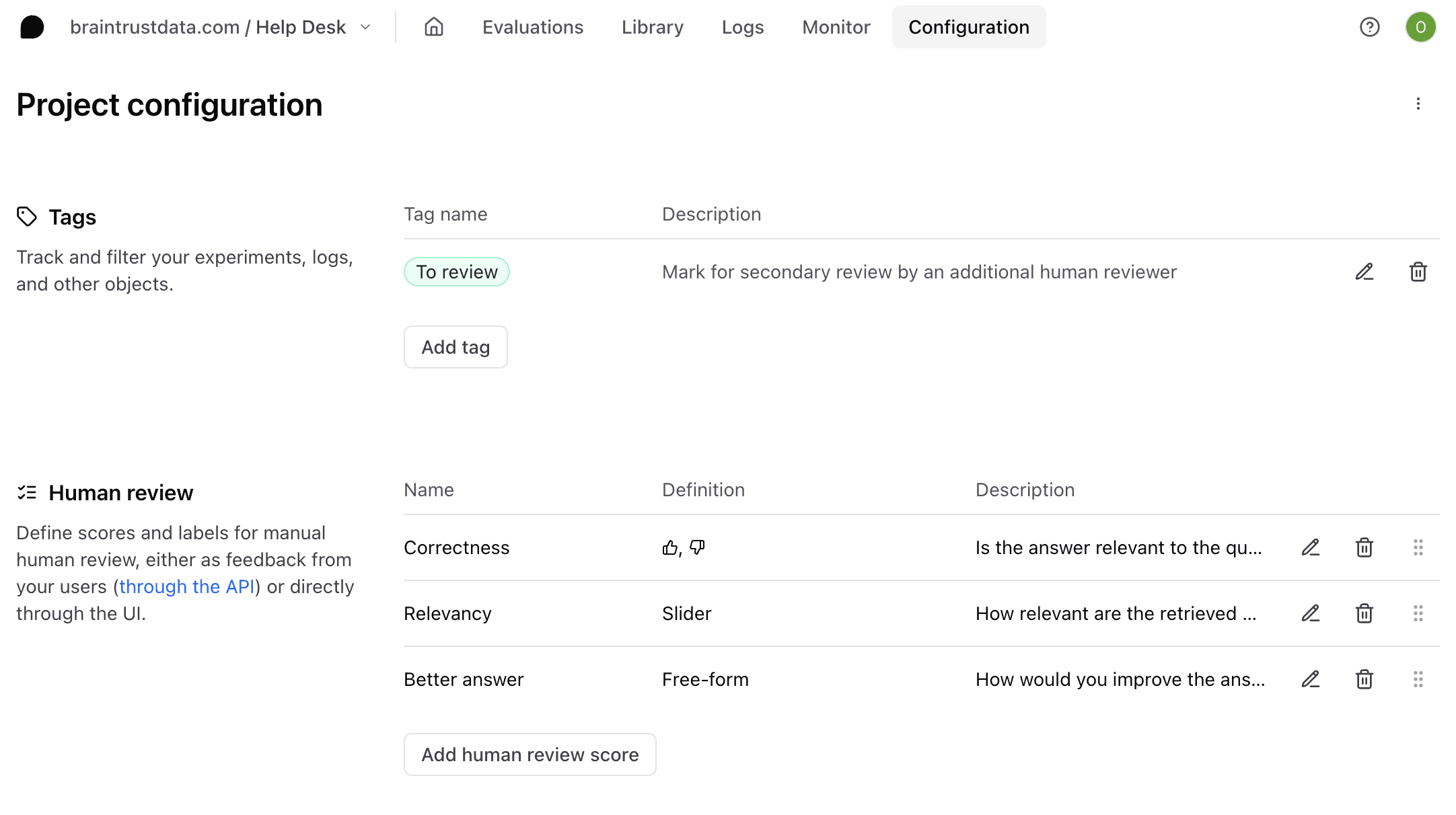 Human Review Configuration