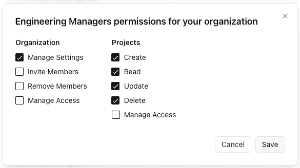 Custom group permissions